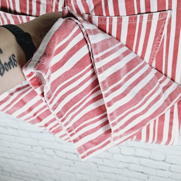 BDG URBAN OUTFITTERS | striped high rise belted wide leg cropped jeans - Picture 5 of 8